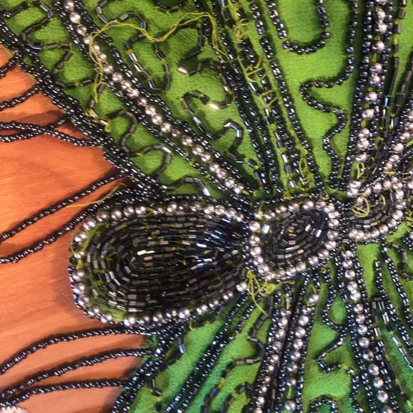 Hand beaded w/ tassels cropped tie back top - Picture 4 of 6